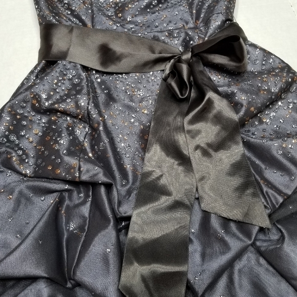 JESSICA McClintock Gunne Sax 7 Gray Glitter Tiered Mini Dress Tulle‎ Ruffles - Picture 3 of 9